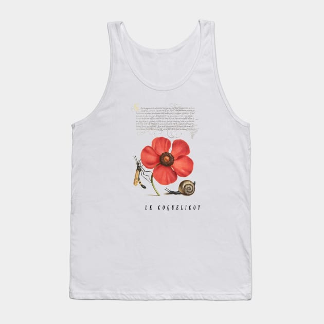 Vintage Poppy Flower Illustration Tank Top by thecolddots